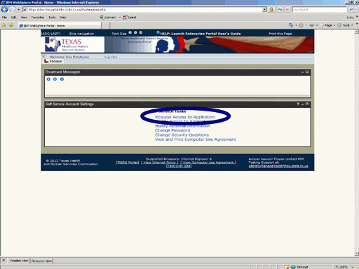 Screenshot of Enterprise Portal Home Page